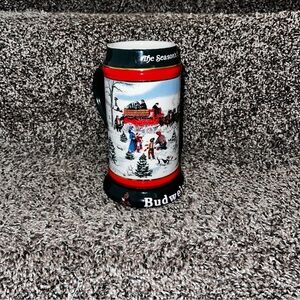 Budweiser Collectors Series Christmas Beer Stein 1991 Mug Clydesdale Holiday